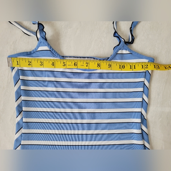 VINTAGE style summer dress in blue,white and black striped stretch fabric - Picture 8 of 13